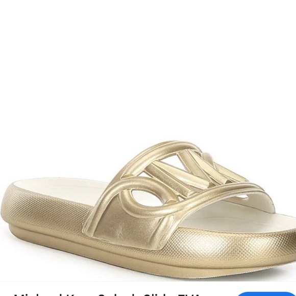 Michael Kors Splash Slide EVA Sandals. Gold - Picture 1 of 8